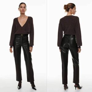 Aritzia Wilfred Melina Pants Womens 0 Black Faux Leather 100% Polyurethane Zip F
